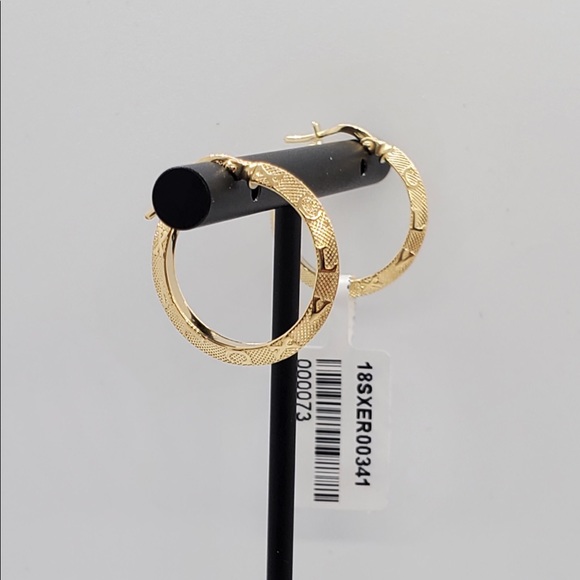 18k Solid Gold Hoop Earrings - Picture 9 of 11